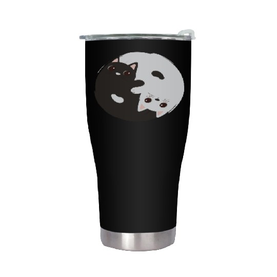 ying yang cat Stainless Steel Tumblers