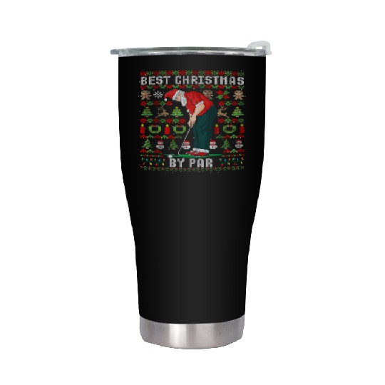 Ugly Christmas Golf Santa Claus Pun Golfer Gift Stainless Steel Tumblers