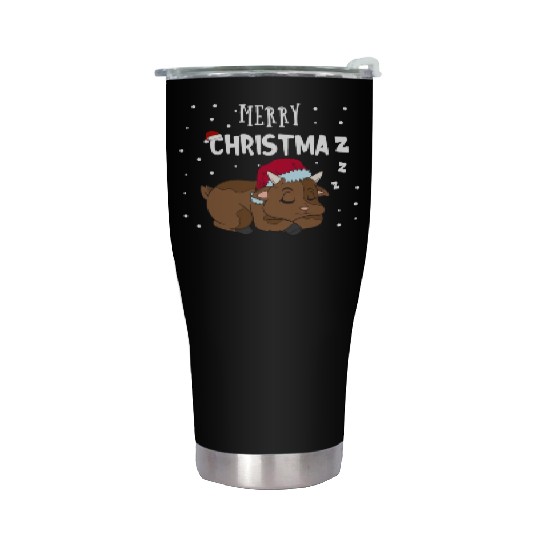 Funny Goat Merry Christmaz Christmas Farmer Stainless Steel Tumblers