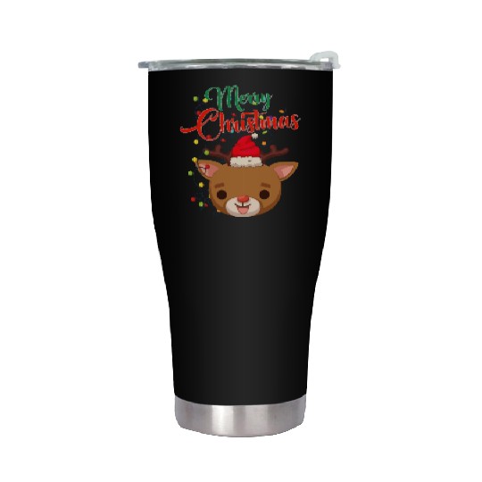 merry christmas funny deer Stainless Steel Tumblers