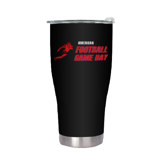 American Football Player Game Day Sport Tees Stainless Steel Tumblers