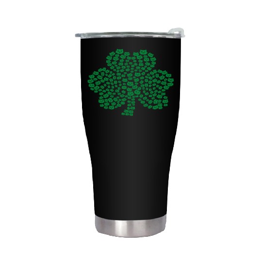 Womens cats Icon white Shamrock St. Patrick's Day Stainless Steel Tumblers