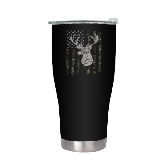 Buck Deer Hunting Camouflage Flag Hunter Stainless Steel Tumblers