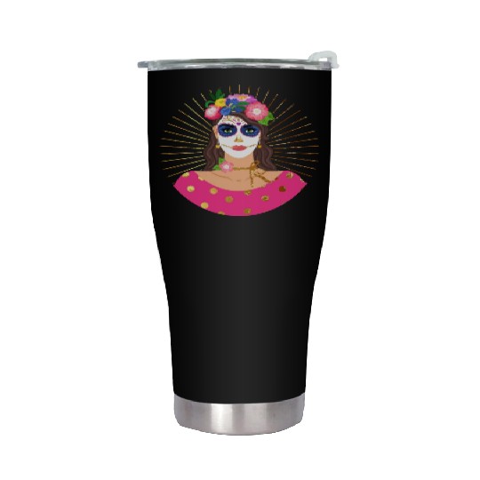 Dia De Los Muertos Stainless Steel Tumblers, Little Girl Sugar Skull