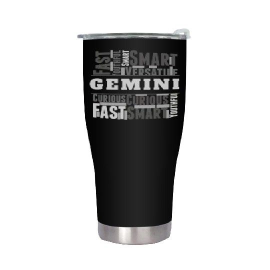 Gemini Zodiac Star Sign Word Cloud Square Monochro Stainless Steel Tumblers