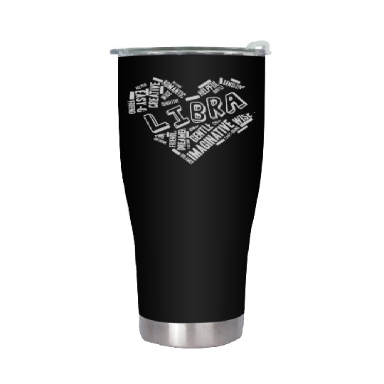 Libra Heart Word Cloud Doodle Astrology Zodiac Sta Stainless Steel Tumblers