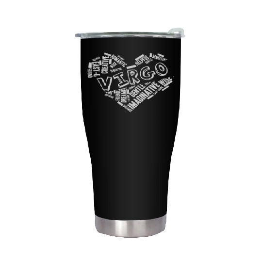 Virgo Heart Word Cloud Doodle Astrology Zodiac Sta Stainless Steel Tumblers