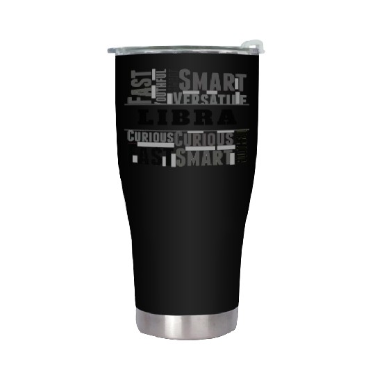 Libra Zodiac Star Sign Word Cloud Square Monochrom Stainless Steel Tumblers