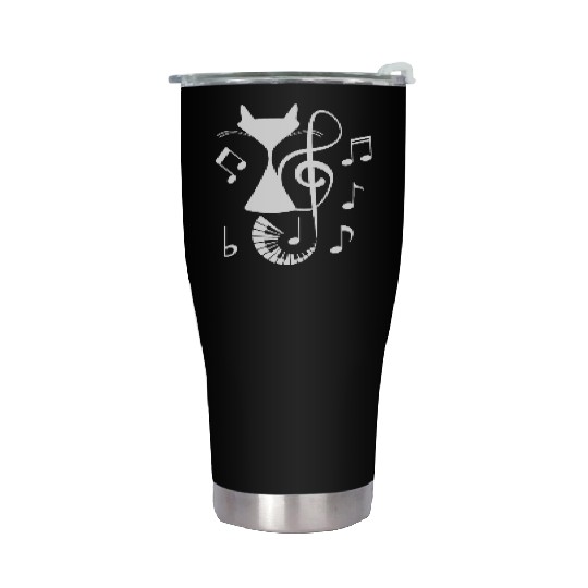 Piano Cat Musician Musical Instrument Pianist Stainless Steel Tumblers