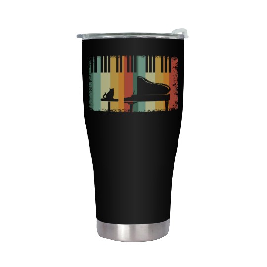 Piano Cat Musician Musical Instrument Pianist Stainless Steel Tumblers