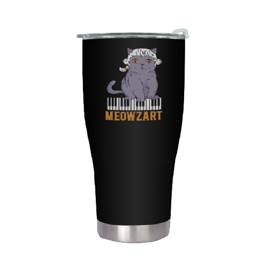 Meowzart Piano Cat Musician Musical Pianist Music Stainless Steel Tumblers