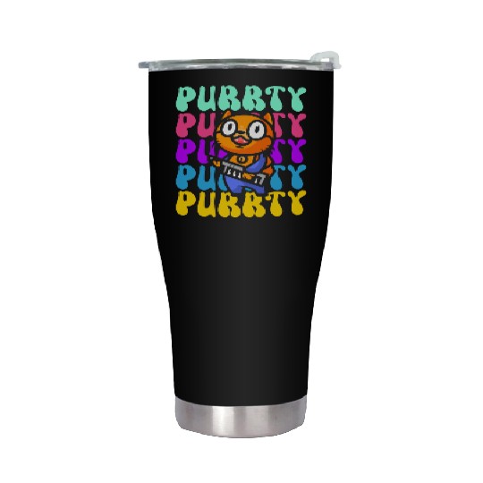 Purrty Piano Cat Musician Musical Pianist Music Stainless Steel Tumblers