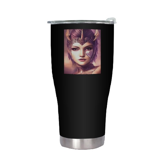 Warrior princess wearing gothic plate dark fantasy Stainless Steel Tumblers