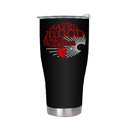 Saved By God And A Pacemaker Stainless Steel Tumblers, CHD Awareness