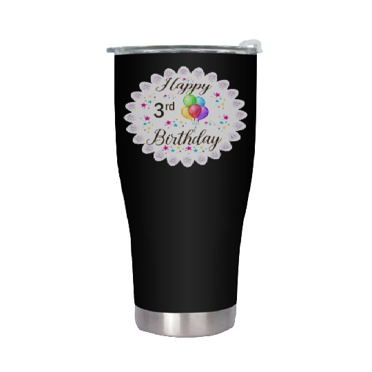 3rd Happy Birthday with Balloon Stainless Steel Tumblers