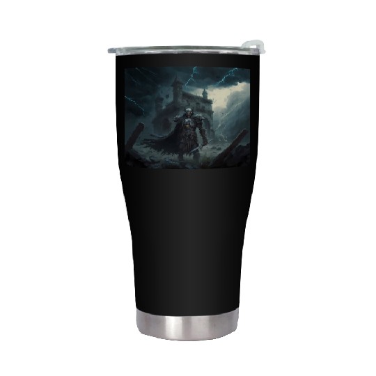 Death Knight in Thunderstorm Stainless Steel Tumblers