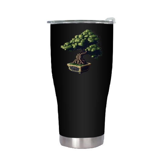 8 Bit Bonsai Tree Stainless Steel Tumblers