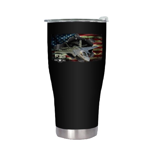 F 35 Lightning Air Force Military Veteran Pride US Stainless Steel Tumblers