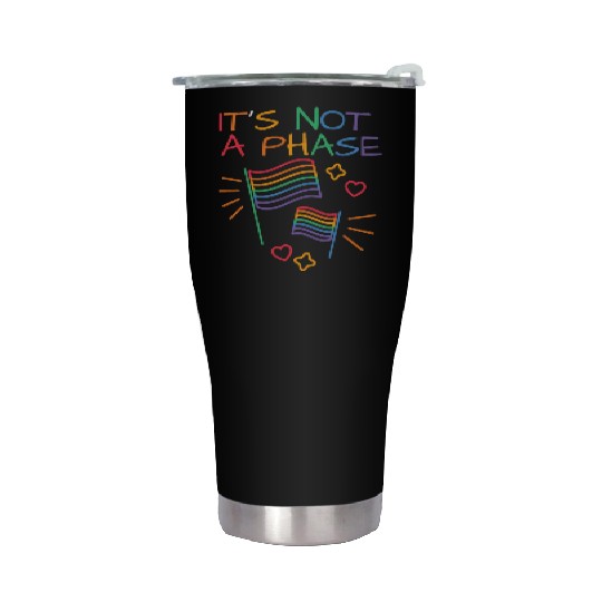 It's Not A Phase LGBT Gay Pride Colors Rainbow Fla Stainless Steel Tumblers