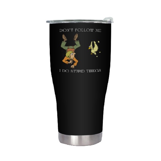 Don't Follow Me I Do Stupid Things Sky Diving Stainless Steel Tumblers