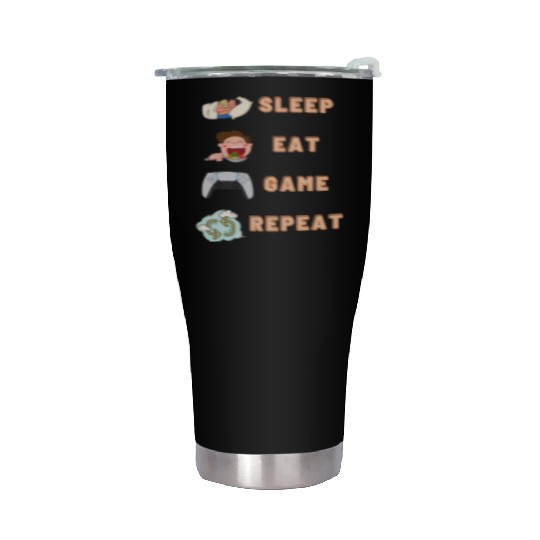 sleep eat game repeat PlayStation Stainless Steel Tumblers