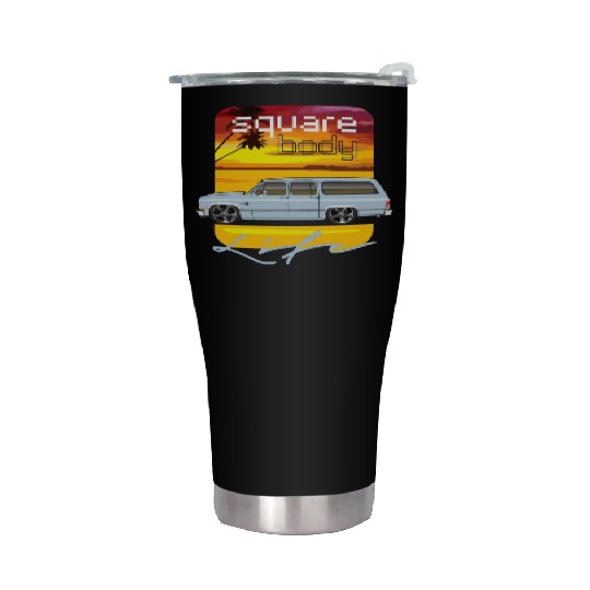 square Light Blue Stainless Steel Tumblers