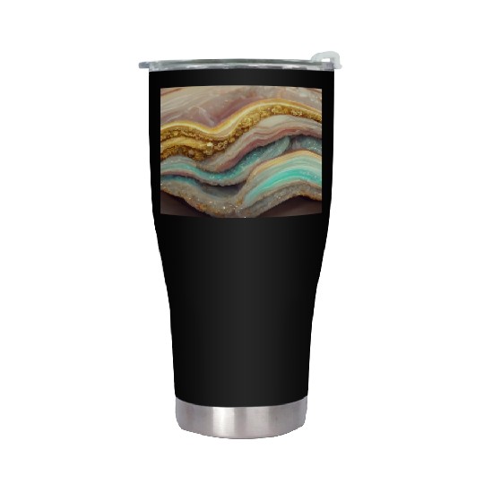 Pastel Pink Teal Agate Geode Stone Stainless Steel Tumblers