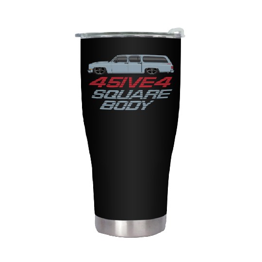 square Light Blue Stainless Steel Tumblers