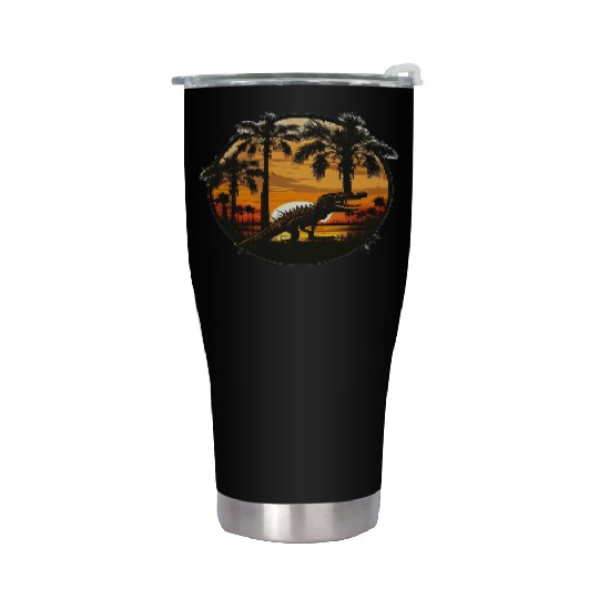 Florida Everglades Sunset Alligator and Palm Tree Stainless Steel Tumblers