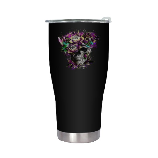 Flower Skull Streetwear Stainless Steel Tumblers