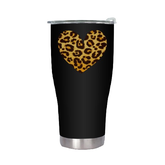 Western Hearts, Leopard Heart, Valentine Cow Stainless Steel Tumblers