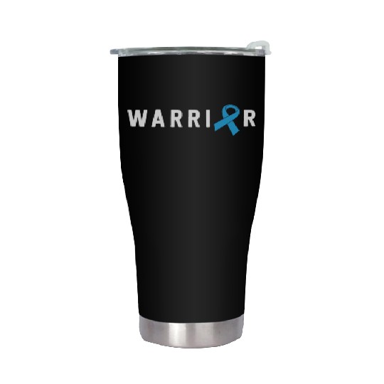 Prostate Cancer Warrior Light Blue Ribbon Dad Stainless Steel Tumblers
