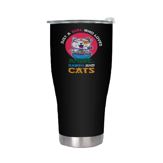 Just a girl who loves anime ramen and cats Stainless Steel Tumblers