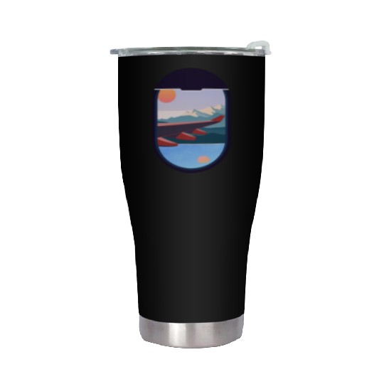 Wanderlust Travel Plane Window Landscape Nature Stainless Steel Tumblers