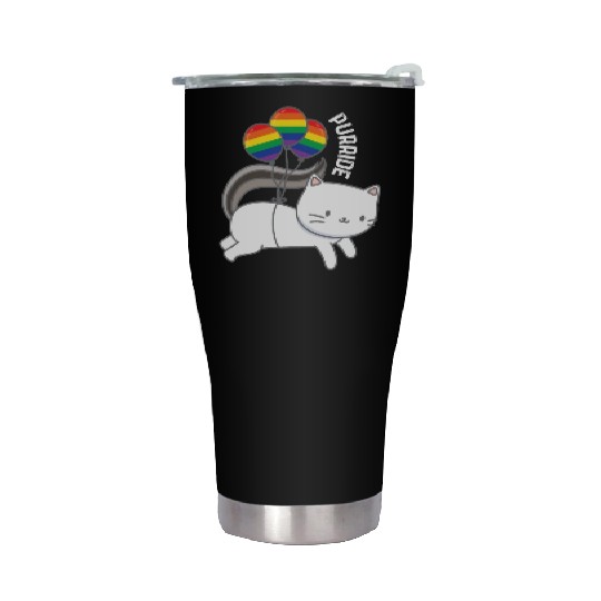 Purride Cat Balloon Rainbow Gay Stainless Steel Tumblers