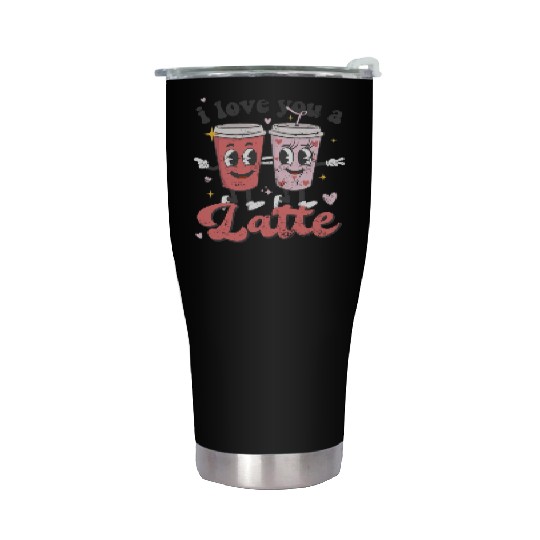 I Love You A Latte Groovy Valentines Day Coffee Stainless Steel Tumblers