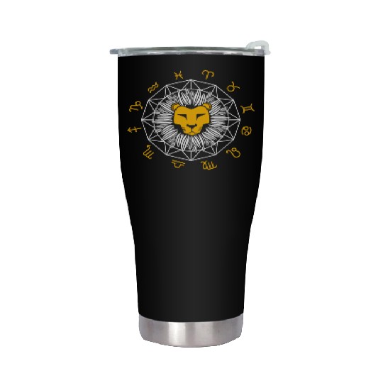 Cute Leo Lion Head Astrology Sign Horoscope Zodiac Stainless Steel Tumblers