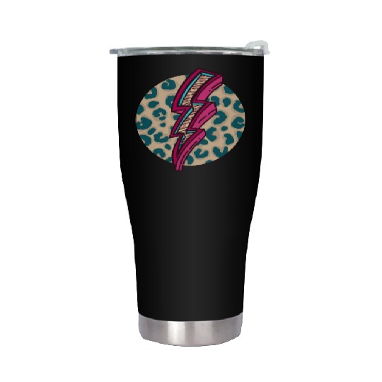 Cheetah Print Lightning Bolt Stainless Steel Tumblers