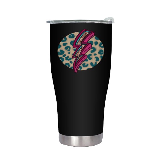 Cheetah Print Lightning Bolt Stainless Steel Tumblers