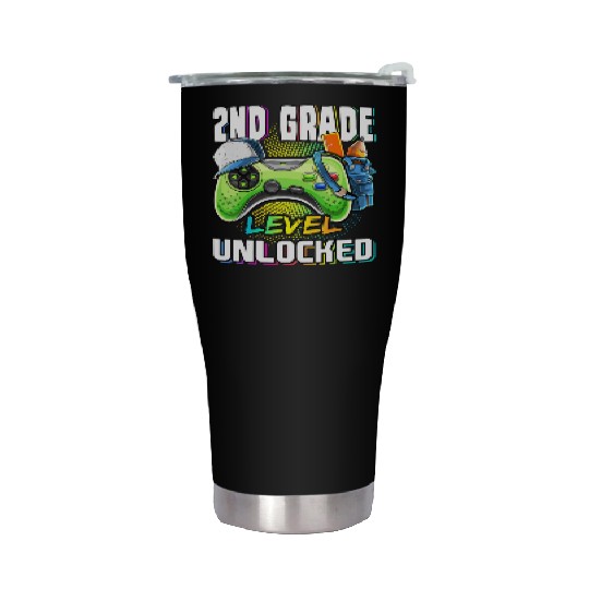 2nd Grade Level Unlocked Video Game Back to School Stainless Steel Tumblers