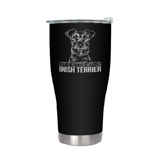 Irish Terrier life is better dog saying dog mom Stainless Steel Tumblers