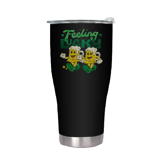 St Patrick's Day Feeling Lucky Retro Vintage Beer Stainless Steel Tumblers