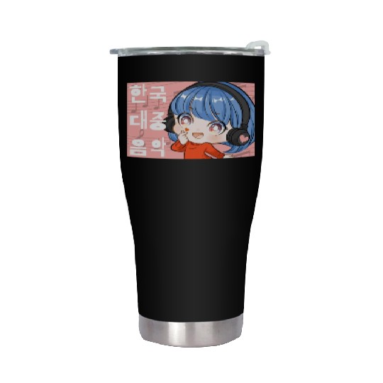 Kpop Music Finger Heart Chibi Anime Manga Aestheti Stainless Steel Tumblers