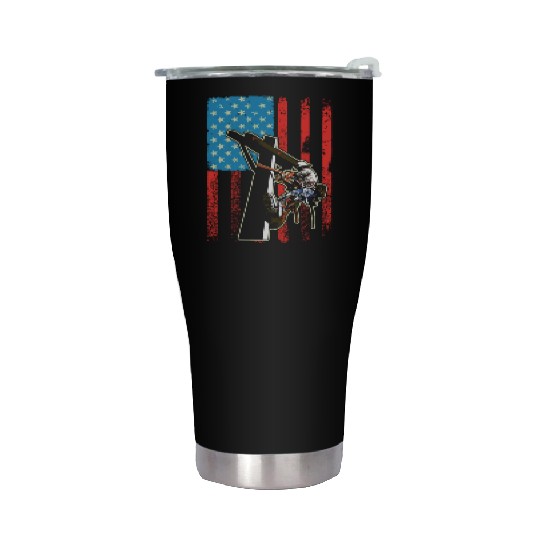 US Flag Lineworker Patriotic Lineman Stainless Steel Tumblers