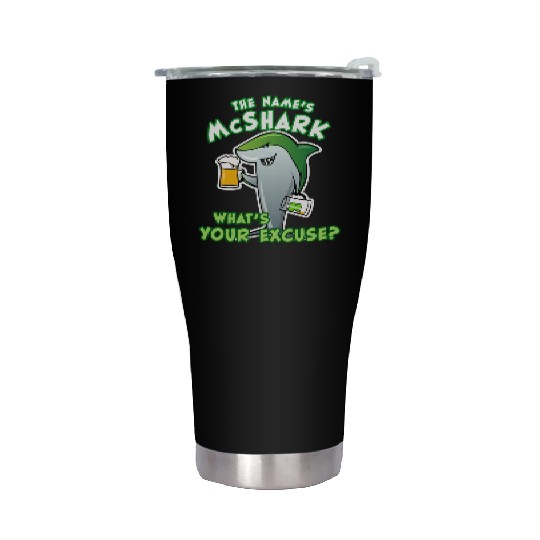 St Patricks Day Shark Funny Beer Drinking Stainless Steel Tumblers