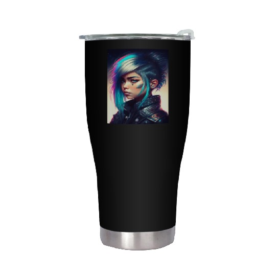 Tokyo Nightclub Punk Girl Stainless Steel Tumblers