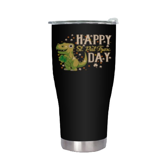 Irish Trex Dino St Patricks Day Kids Toddler Boys Stainless Steel Tumblers