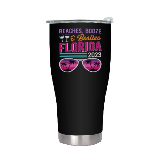 Beach Booze Besties Florida Vacation Spring Break Stainless Steel Tumblers