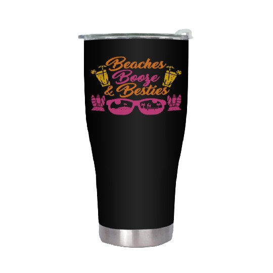 Beaches Booze Besties Summer Vacation Spring Break Stainless Steel Tumblers