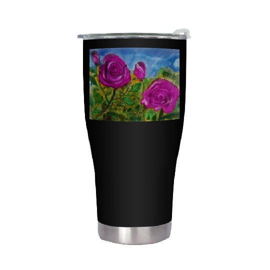 Hand Painted Roses Stainless Steel Tumblers Stainless Steel Tumblers Mugs Tote Bags
